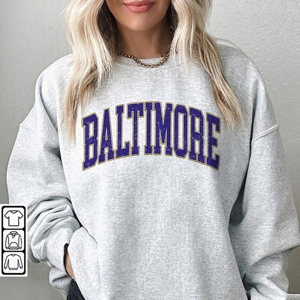 Baltimore Football Retro Sweatshirt Ravens Crewneck Sweatshirt